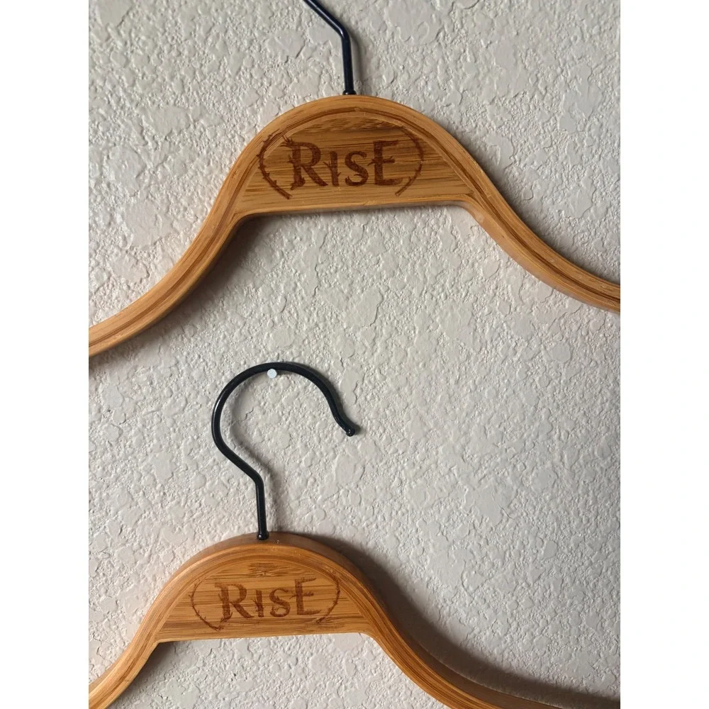 Rise Bamboo Wood‎ Clothing Hangers Set of 2 Natural Brown with Non-Slip Grips